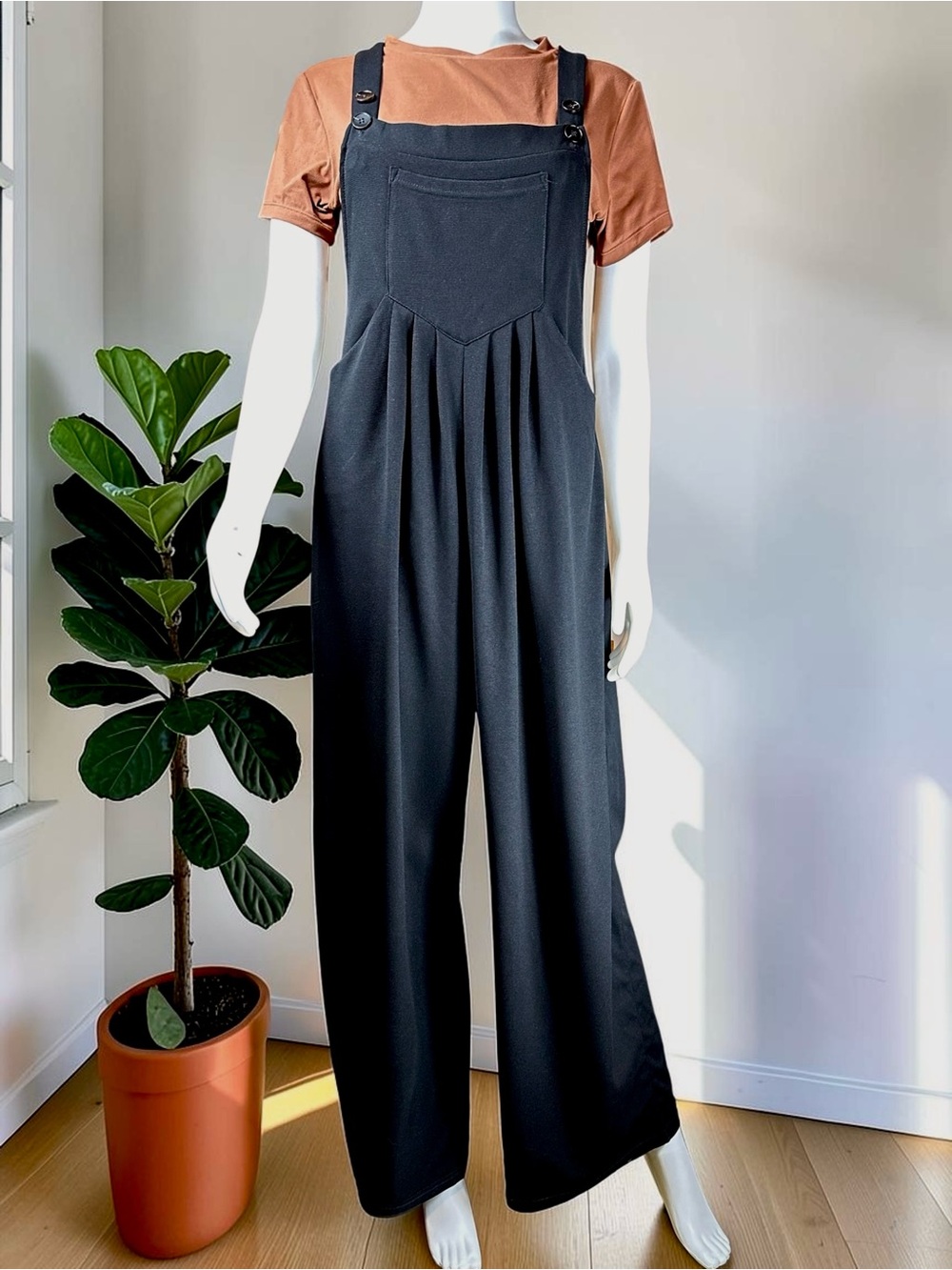 Classics Black Wide-Leg Jumper Overalls